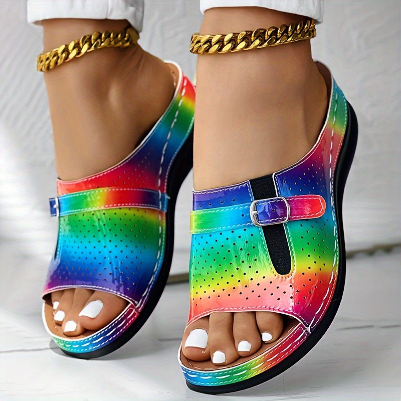 2025 Summer New Foreign Trade Large Women's Thick Bottom Sandals with Belt Buckle Decoration European and American Style Lightweight and Comfortable
