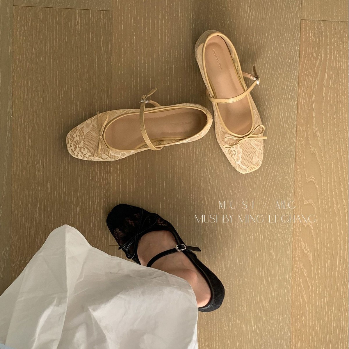 2025 mesh bow lace new breathable hollow fairy versatile flat sole shoes Mary shallow mouth precious shoes