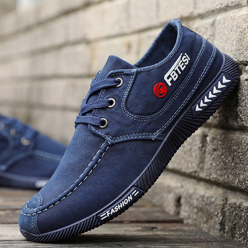 2026 Spring and Autumn New Korean Denim Lace Canvas Shoes Breathable, Casual, Anti slip, Wear resistant Old Beijing Cloth Shoes Men's Shoes
