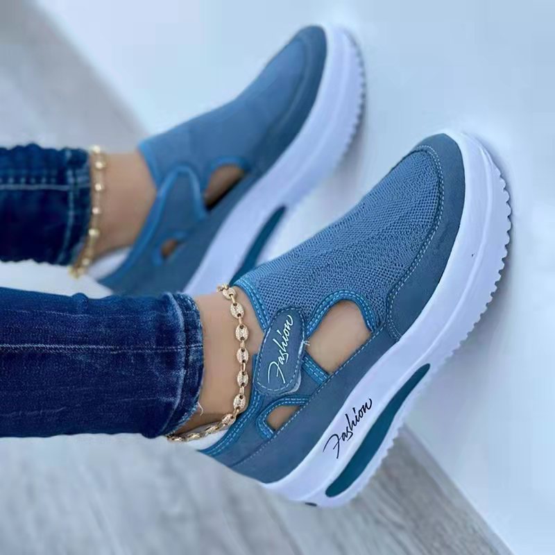 Cross border plus size casual single shoes for women in spring and summer, new flat bottomed fly woven breathable Velcro casual mesh shoes, independent station