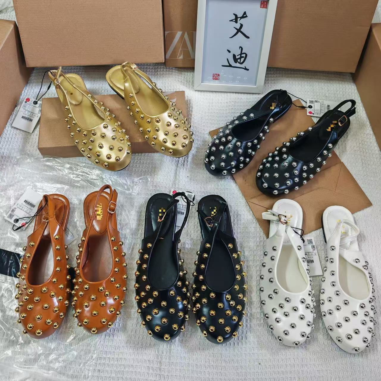 Cross border International Station za Home Foreign Trade Baotou Rivet Flat Sandals with Women's Outdoor Wear, Breathable and Comfortable, Versatile Wholesale