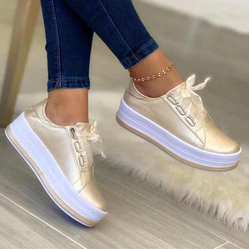 Cross border plus size casual single shoes for women in Europe and America, new round toe thick soled casual adhesive shoes, foreign trade single shoes, Amazon