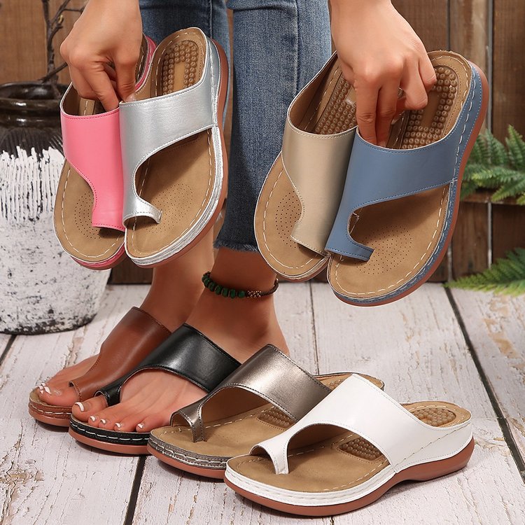 Cross border foreign trade 2025 summer new casual plus size set toe slope and beach women's slippers for wearing cool slippers outside