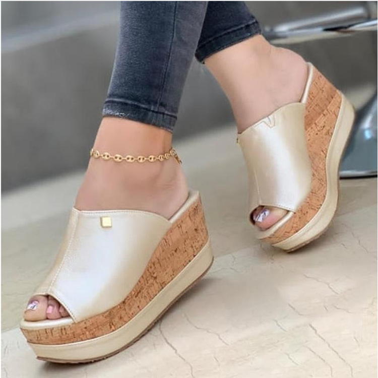 Amazon's independent website AliExpress 2025 summer new European and American cross-border foreign trade women's shoes with sloping heels and thick soled slippers for women
