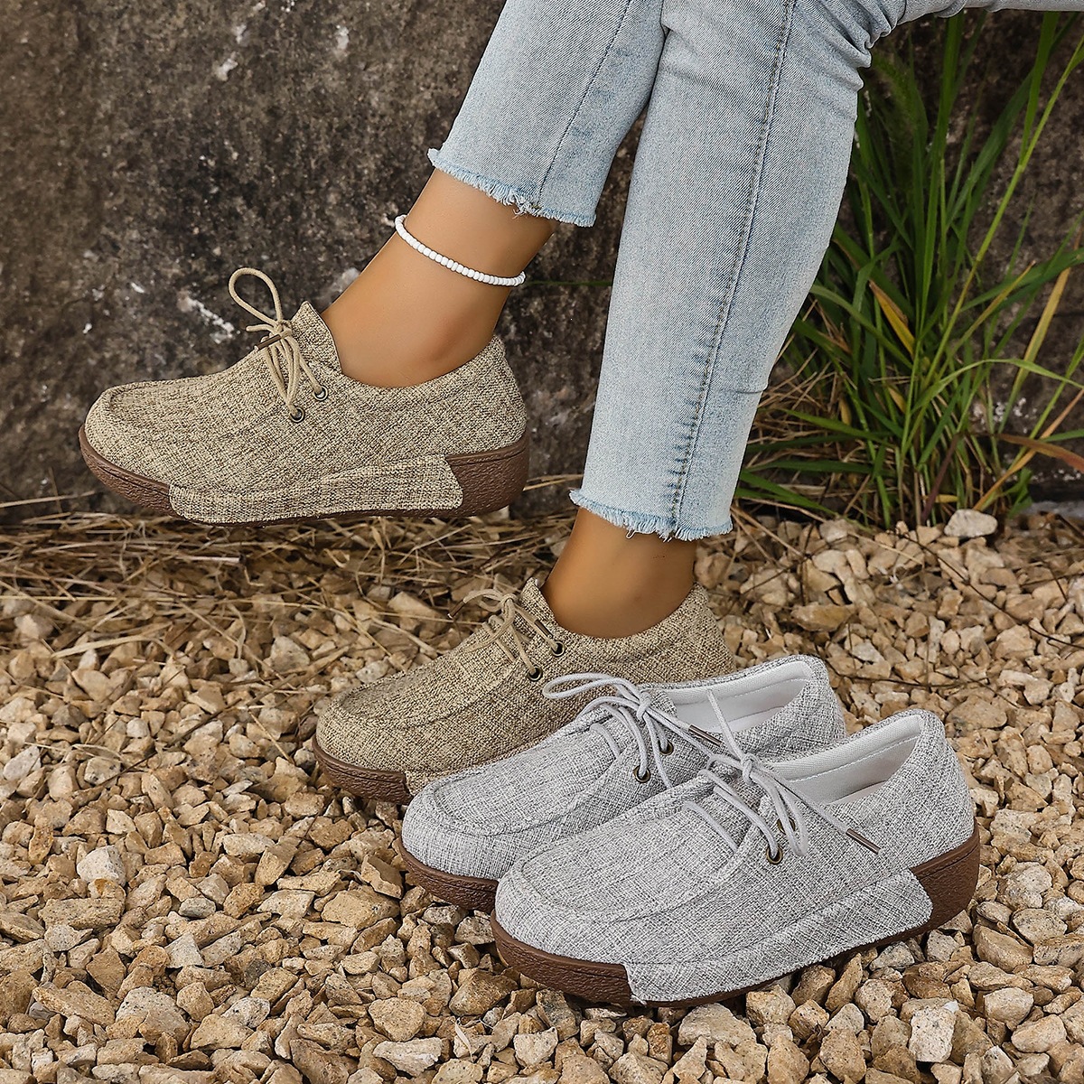 Cross border foreign trade 2026 spring and autumn new style of sponge cake thick sole single shoes for women, casual plus size round toe lace up loafers for women