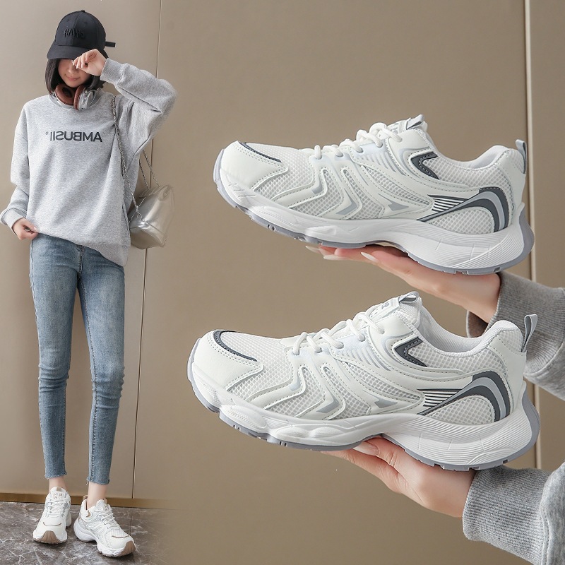 Net face dad shoes for women 2026 new autumn style easy to match, breathable, lightweight, height increasing, thick soled, fashionable and casual sports shoes