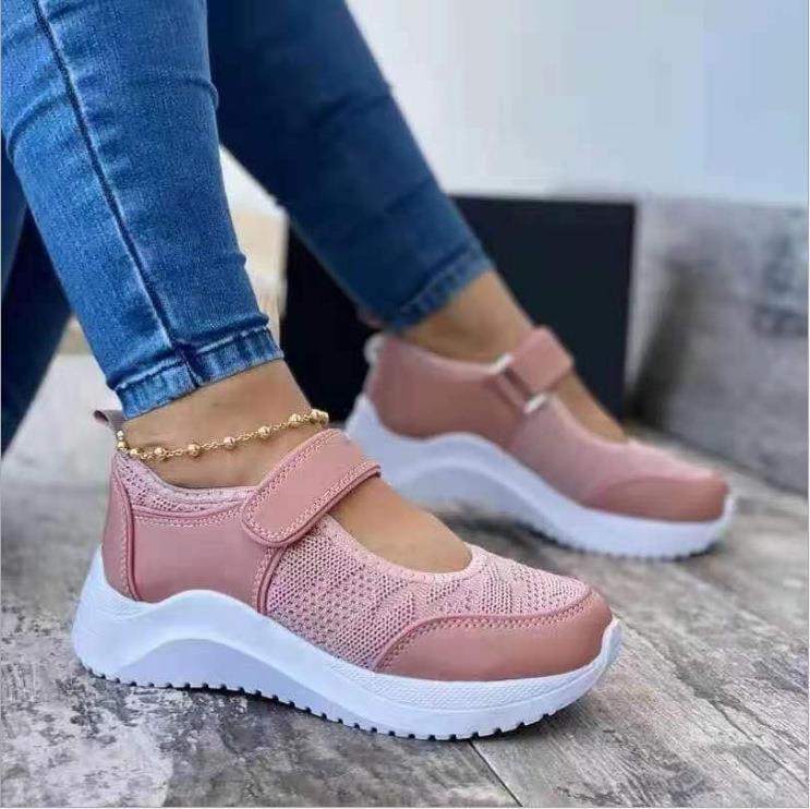 Cross border new casual single shoes for women 2025 summer new foreign trade slope heel Velcro casual plus size sports women's shoes