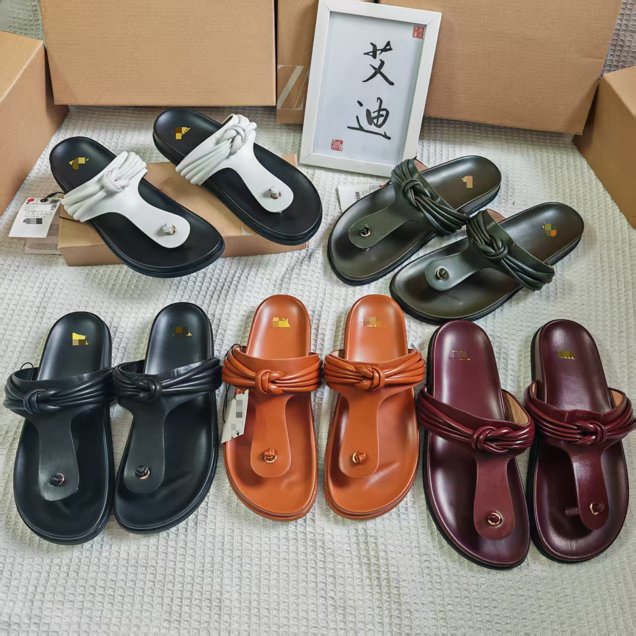 Adi Footwear Dunhuang International Station Foreign Trade Counter ZA Flat Shoes Women's Pinch Feet Bakin Shoes Slippers Thick Bottom Flip flops