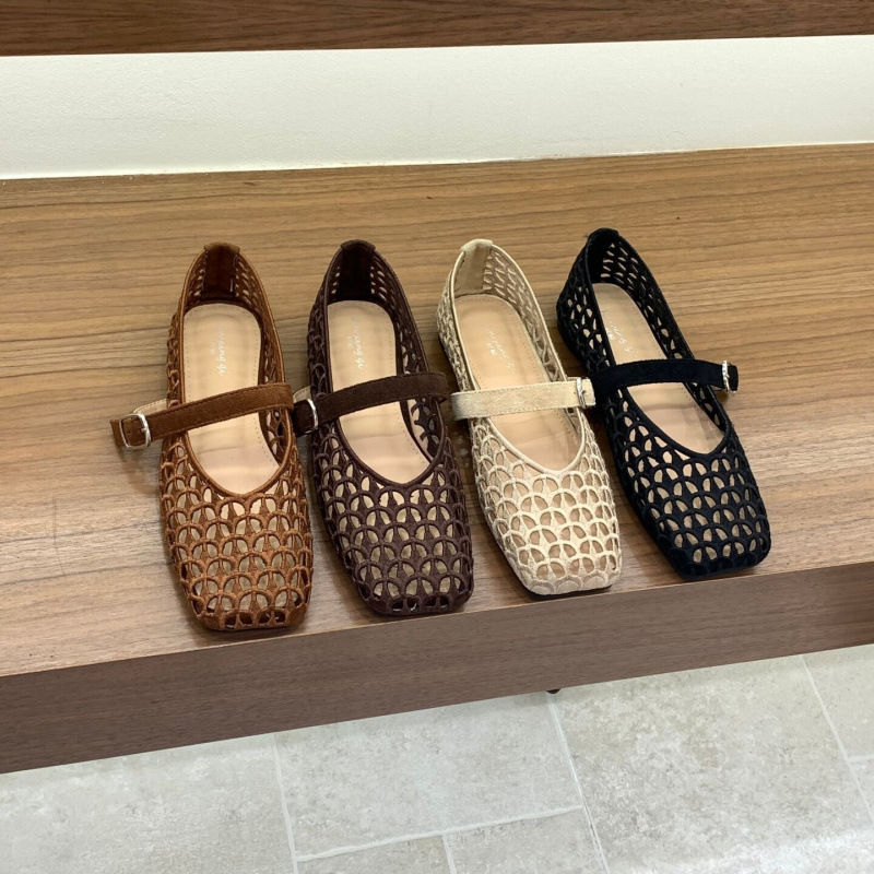 2cm! Spring retro style hollow out breathable shallow mouth height increasing women's single shoes new Mary Jane outdoor sandals comfortable