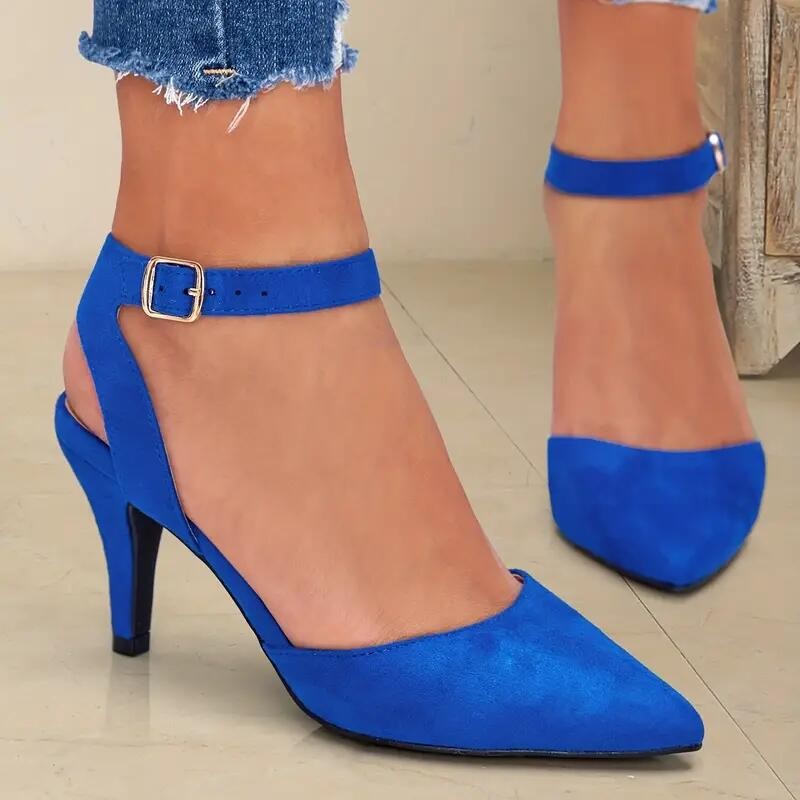 European and American new 2025 summer new ankle buckle fashionable outerwear women's high heels pointed high-heeled sandals women
