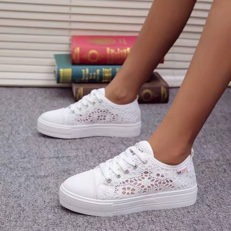 2025 European and American Cross border 42-43 Large Women's Shoes New Hollow Mesh Breathable Sponge Cake Thick Bottom Casual Single Shoes for Women
