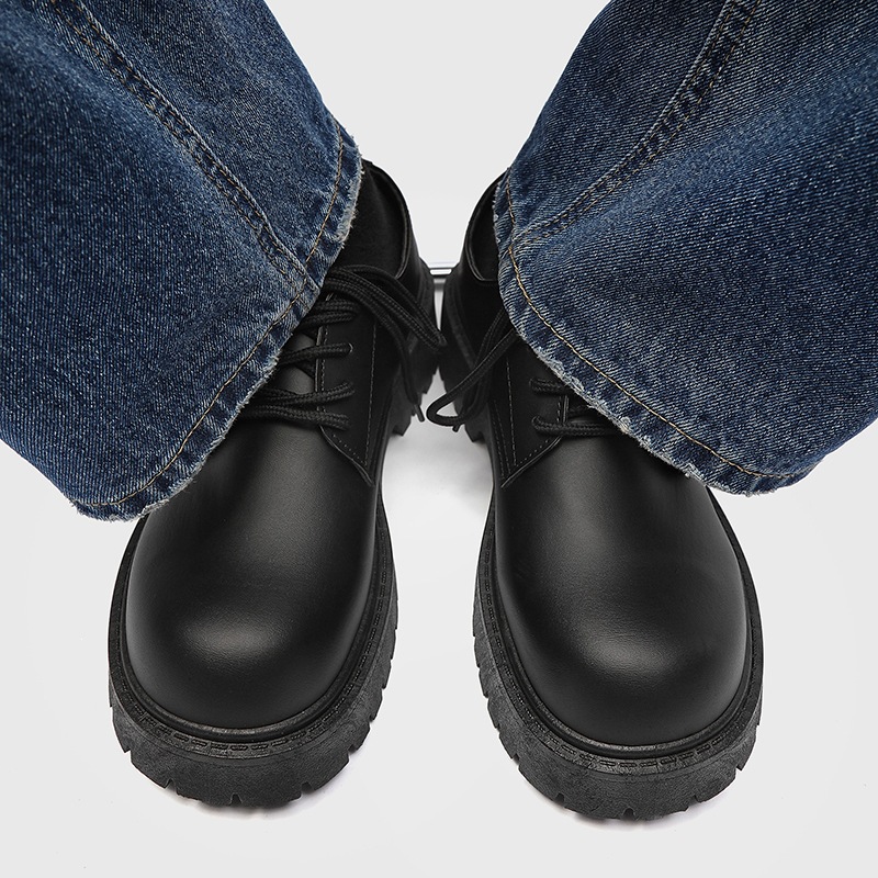 2026 Summer New Men's Shoes Casual Retro Thick soled Tall Derby Shoes Formal British Style Black Wide Foot Trendy Shoes