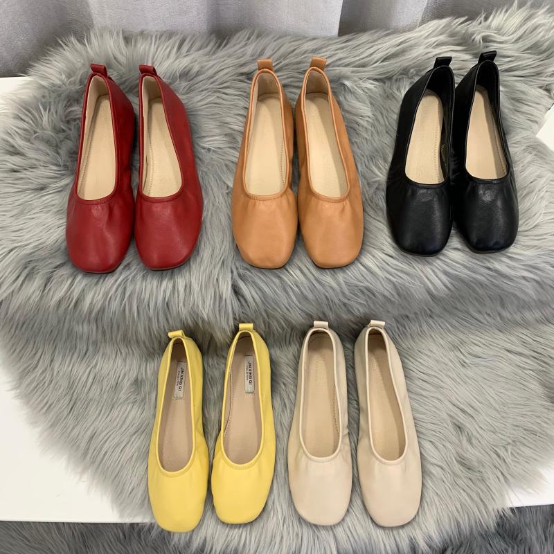 Flat bottomed bean shoes, one foot kick, 2025 Spring and Autumn new soft leather shoes, one foot kick, flat shoes, evening breeze, gentle fairy shoes