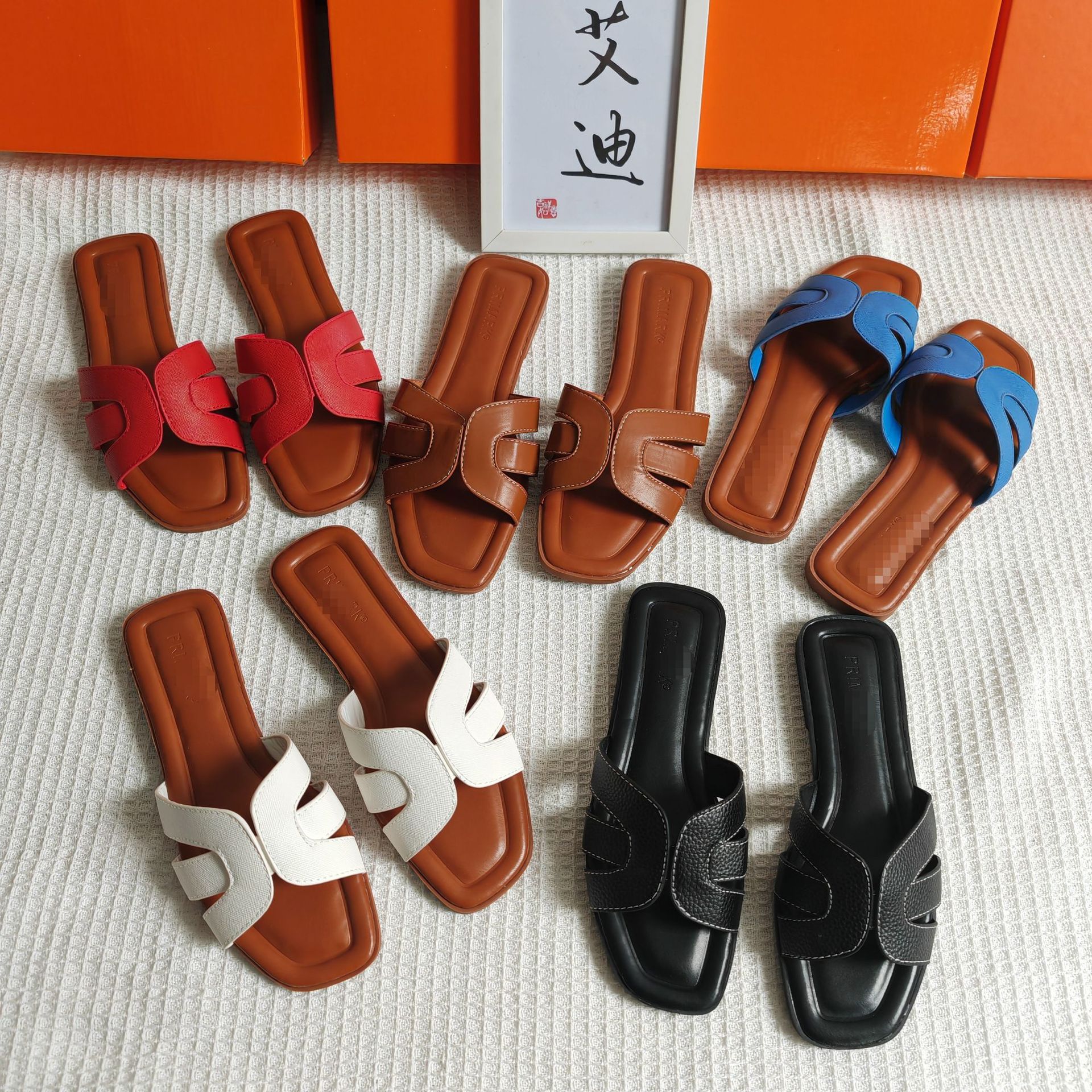 Cross border original flat slippers for women, Europe, America, Africa, foreign trade, plus size one word cool slippers for ladies, slippers