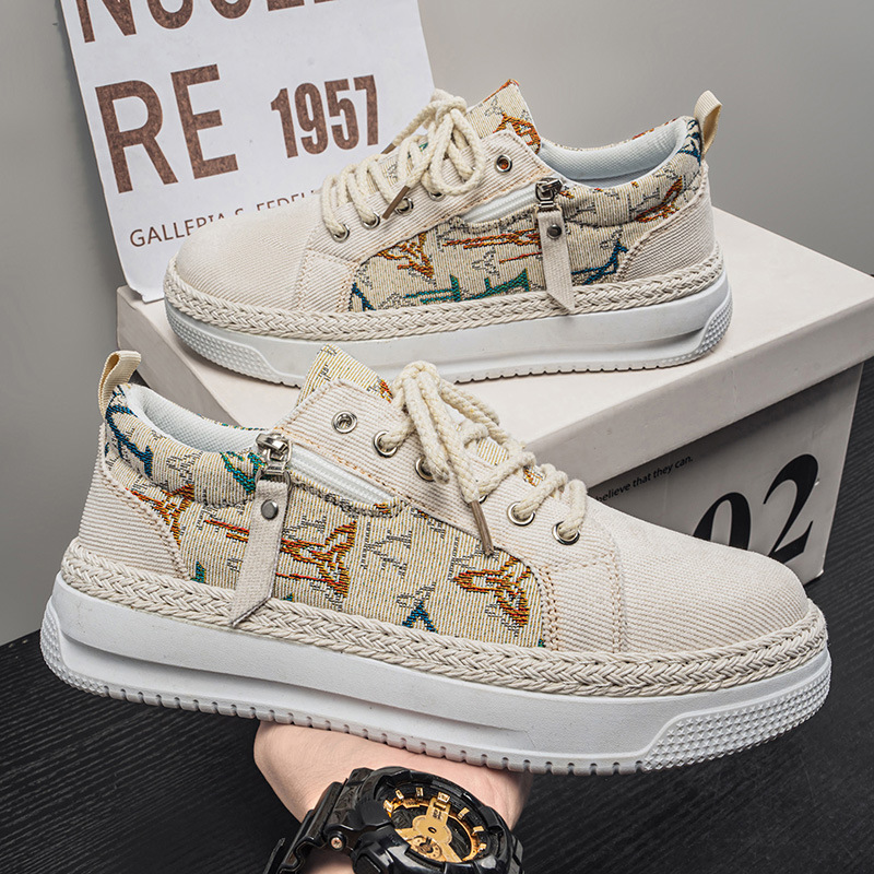 2026 Spring New Men's Casual Canvas Shoes Youth Classic Color Matching Casual Versatile Men's Shoes Retro Fresh
