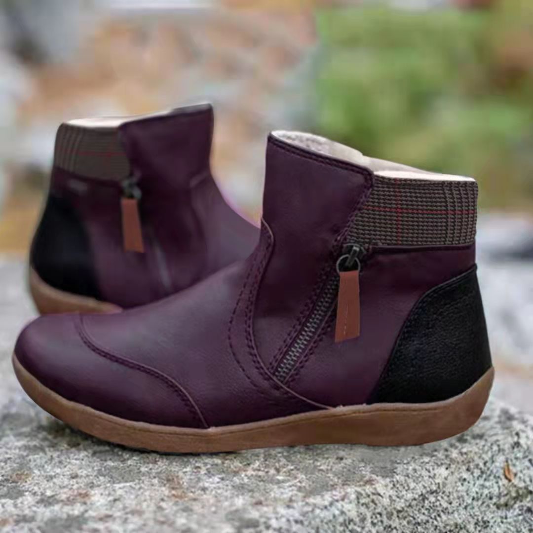Foreign trade plus size short tube Martin boots women's boots 2025 autumn and winter new zipper flat bottom casual snow boots cotton boots thick sole