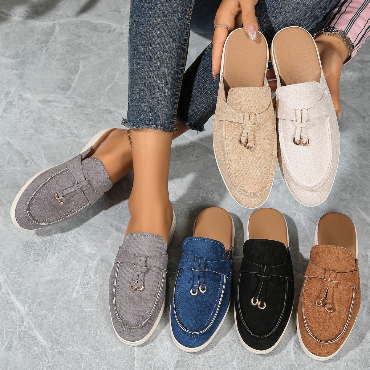 Slippers, Spring 2025 New Women's Bag, Head, Half Tow, Outward Wearing, One Step Stepping, M ü ller Lazy Shoes, Casual Half Tow