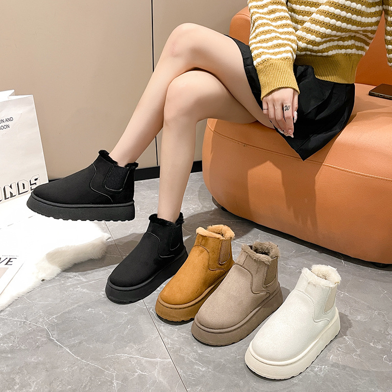 2026 Cross border Foreign Trade Autumn/Winter New Women's Thick soled Snow Boots Cotton Shoes Warm and Velvet Round Head Hooded Cotton Boots 43