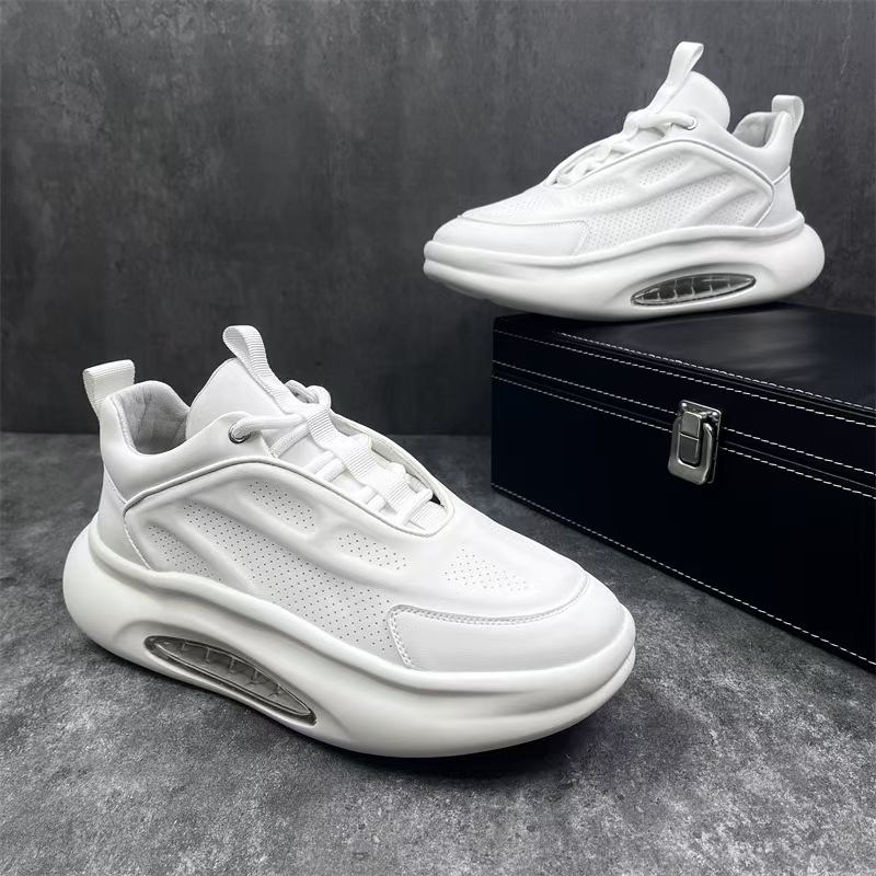 2026 Spring Men's Shoes with Height Increase, Breathability, Leisure, Versatile Thick Bottom, Small White Shoes, Men's Sports, Running, Dad's Trendy Shoes