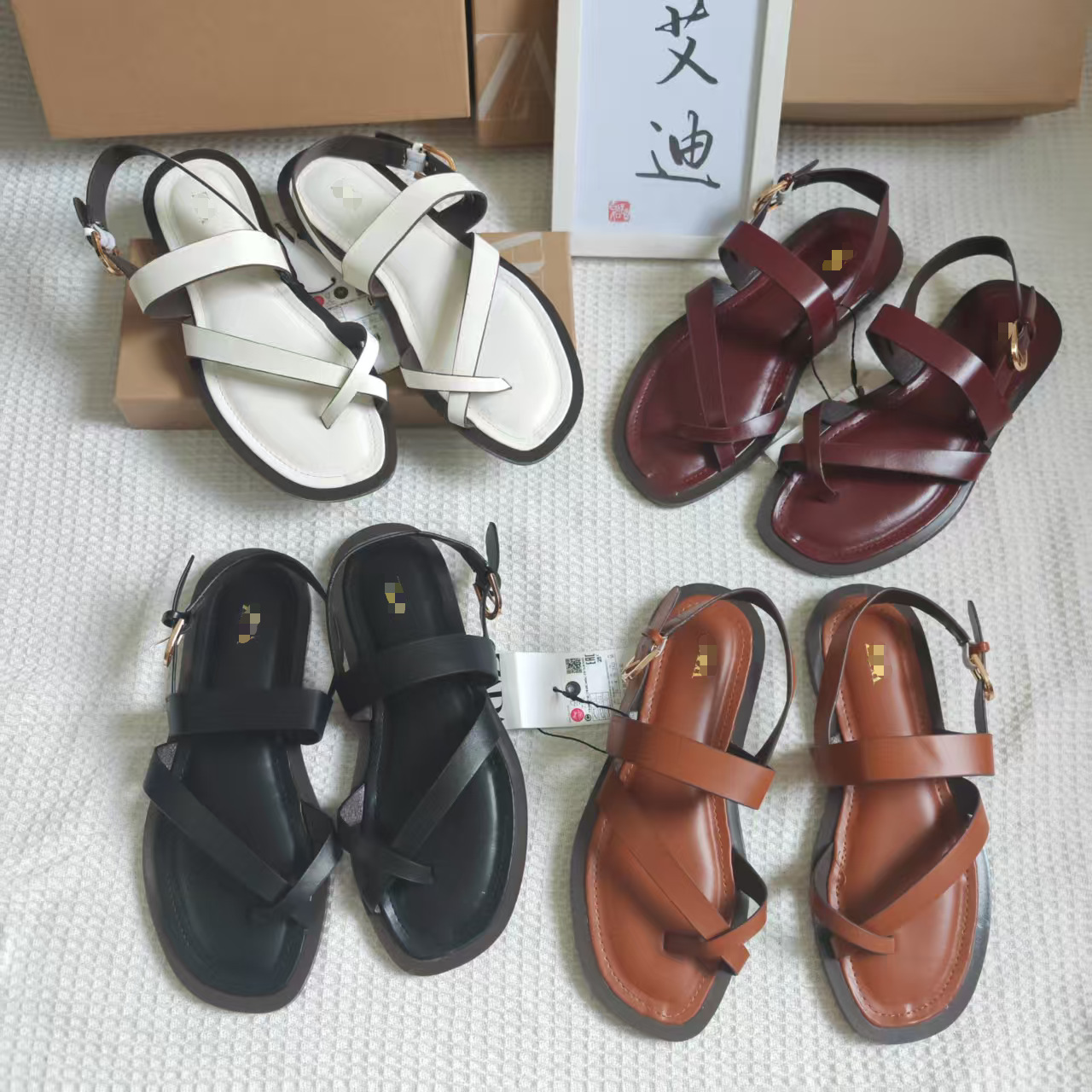 Eddie Foreign Trade Wholesale New ZA Flat Shoes Clamp Foot Clamp Toe Roman Sandals Outer Wearing Set Toe Cool Slippers Sandal