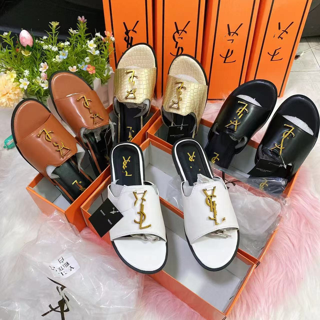 YS spot cross-border exclusive hot selling hardware buckle women's slippers fashionable summer sandals