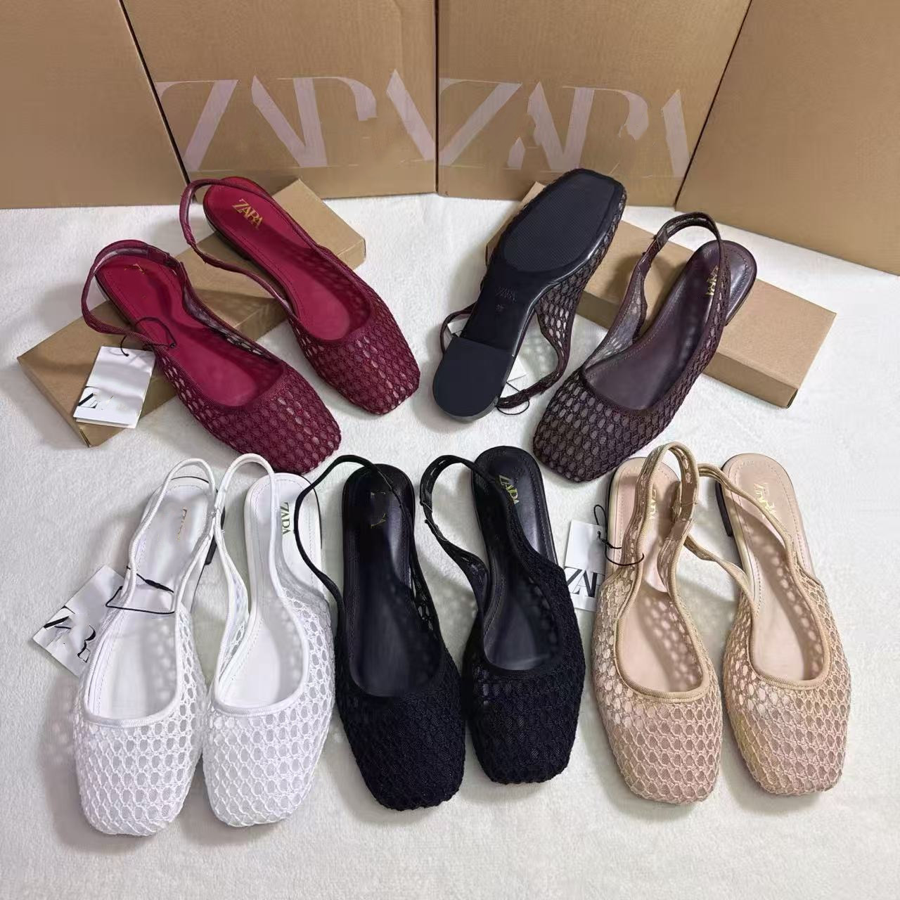 ZA Home 2025 New Fishing Net Baotou Flat Sandals for Women in Summer, Breathable and Fashionable Muller Shoes, External Piercing Shoes