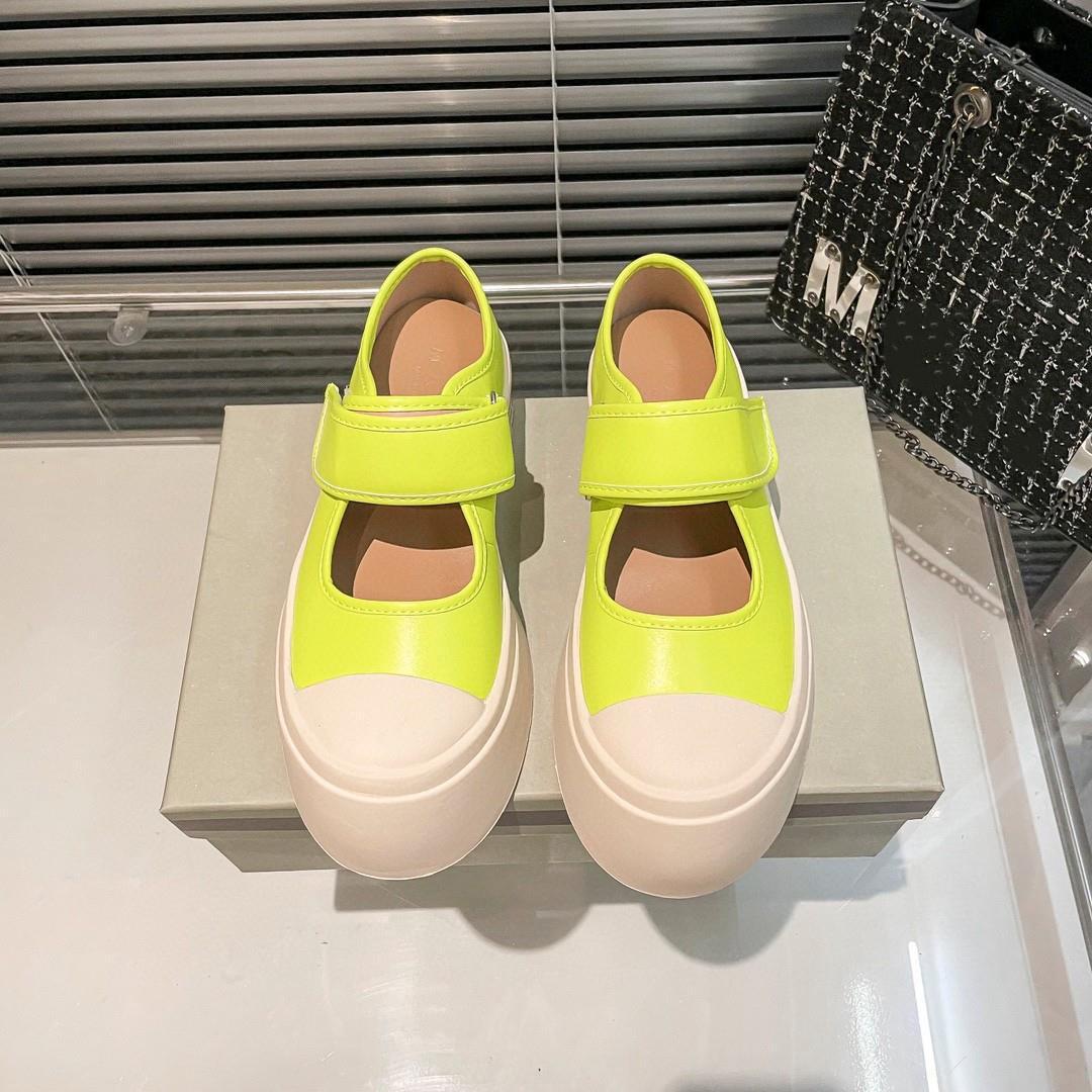 Zhao Lusi's same style Mona big head sponge cake thick soled shoes for women, breathable lace up canvas shoes, Mary Jane casual small leather shoes