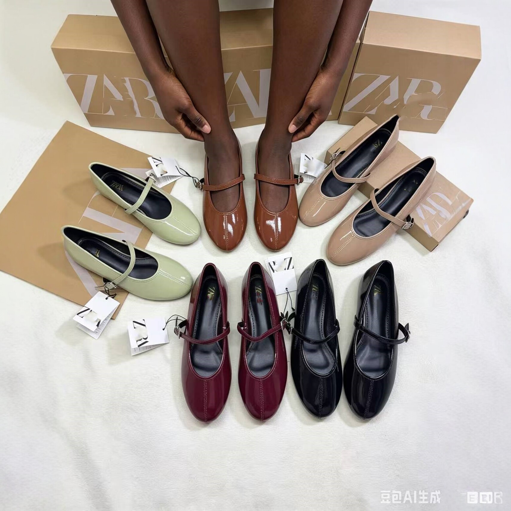 Mary Jane Shoes Women's 2025 New Ballet Style Flat Bottom Single Shoes Round Head Shallow Mouth Lacquered Leather Buckle Casual Shoes