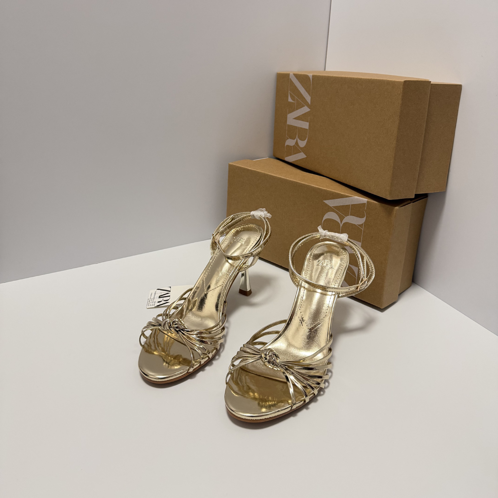 ZA Manufacturer 2025 Spring Foreign Trade Gold Silver Black Cool Dragging Women's Shoes Design Sense Roman Shoes with Skirt High Heels