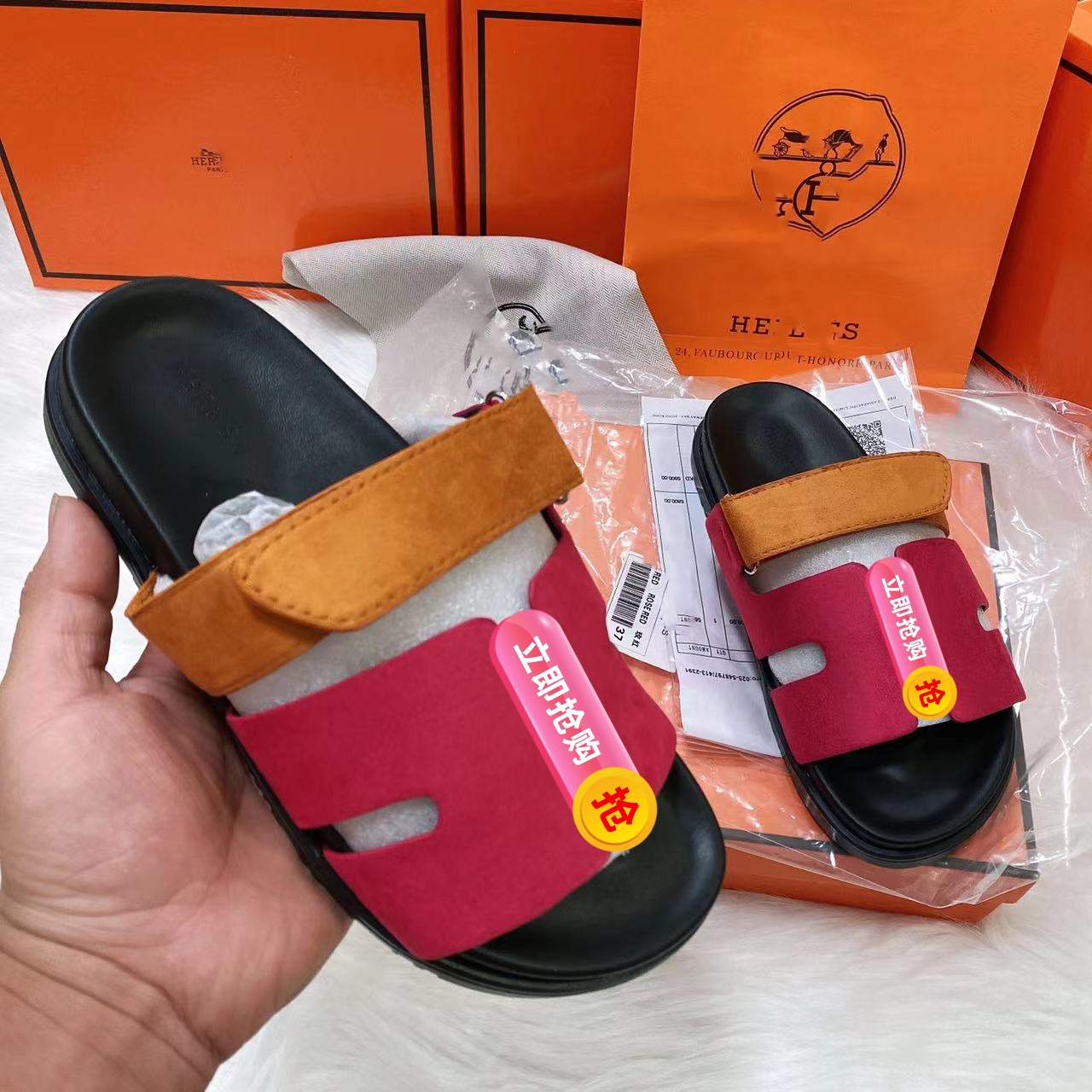 2024 Cross border plus size second uncle slippers for women wearing thick soled women's sandals, popular beach shoes in Europe and America