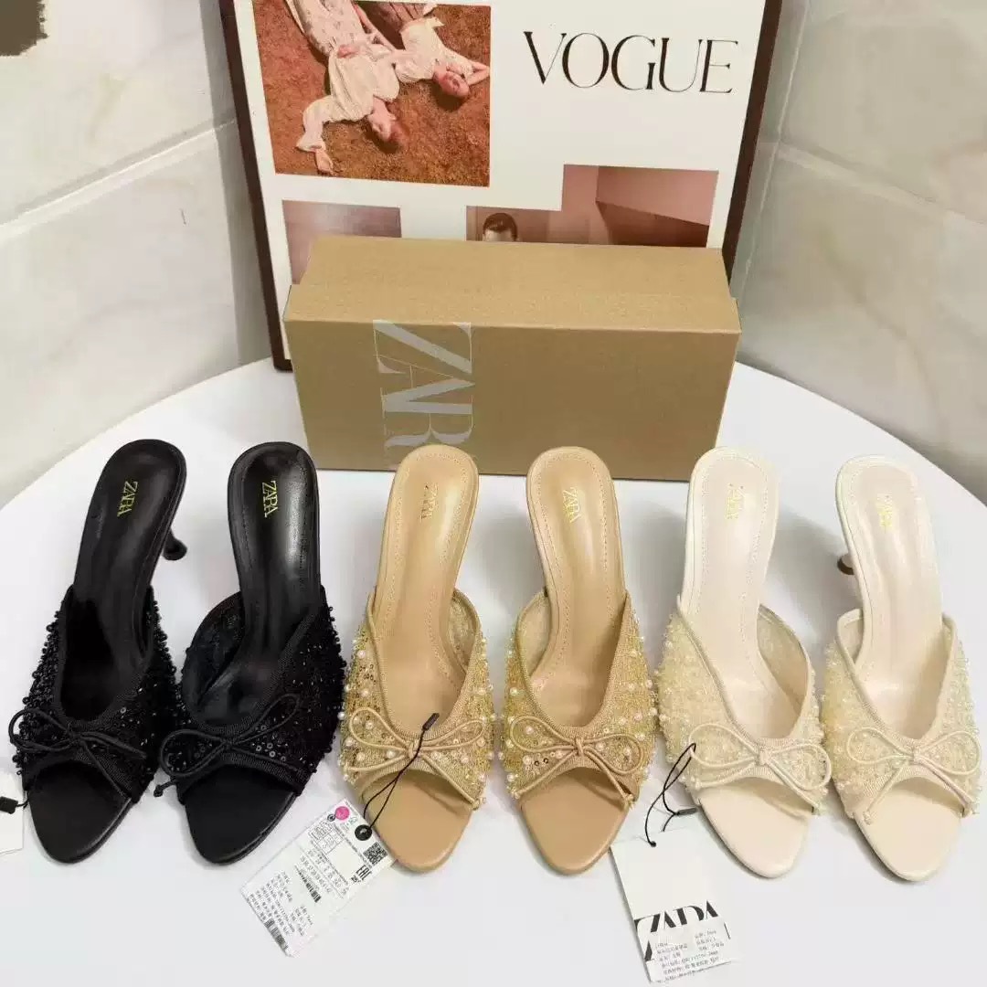 ZA Home 2026 Spring New Fashionable Women's Shoes, Elegant High Heels for socialites, with shallow toe caps and empty back, half drag single shoes for women