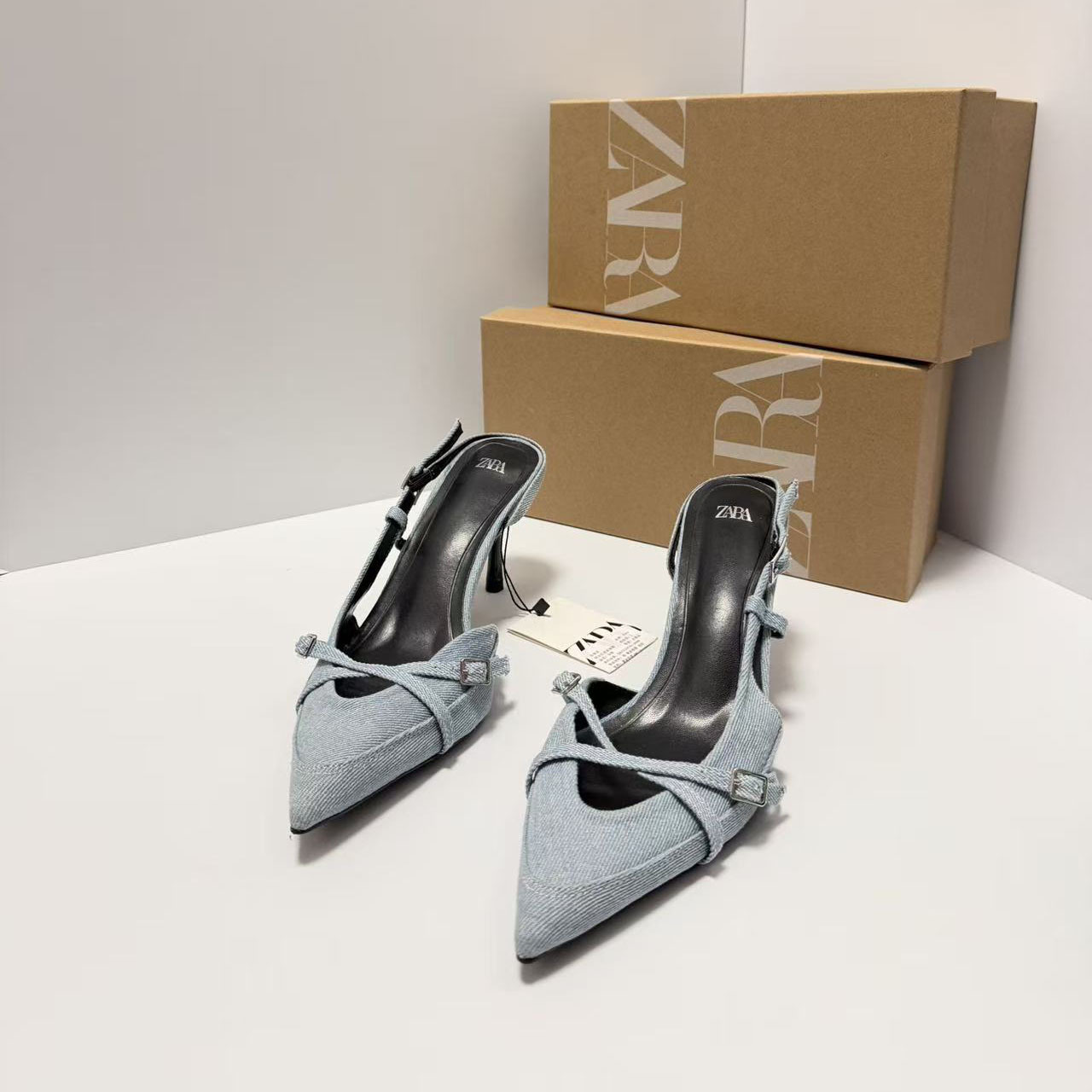 ZA manufacturer 2025 foreign trade cross buckle strap decoration pointed high-heeled sandals British style Mueller shoes fairy style single shoes