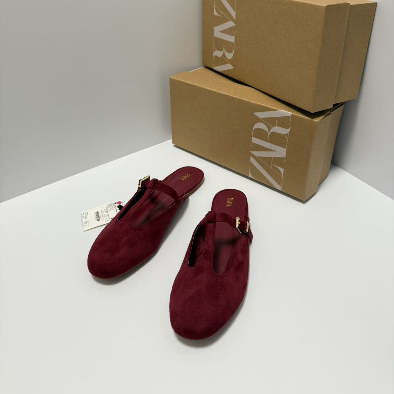 ZA Spot 2025 Spring New Women's Shoes with Anti Velvet Leather and Dew Heels for External Wearing, One Step Stepping, Baotou, Casual Flat Bottom Cool Slippers