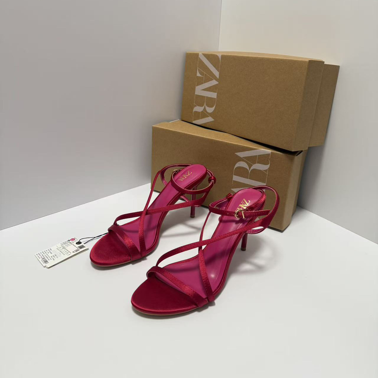 ZA2025 Summer New Women's Shoes Butterfly Knot High Heels Red Lacquer Leather Thin Heels Half Scooter Slippers Single Shoes Women