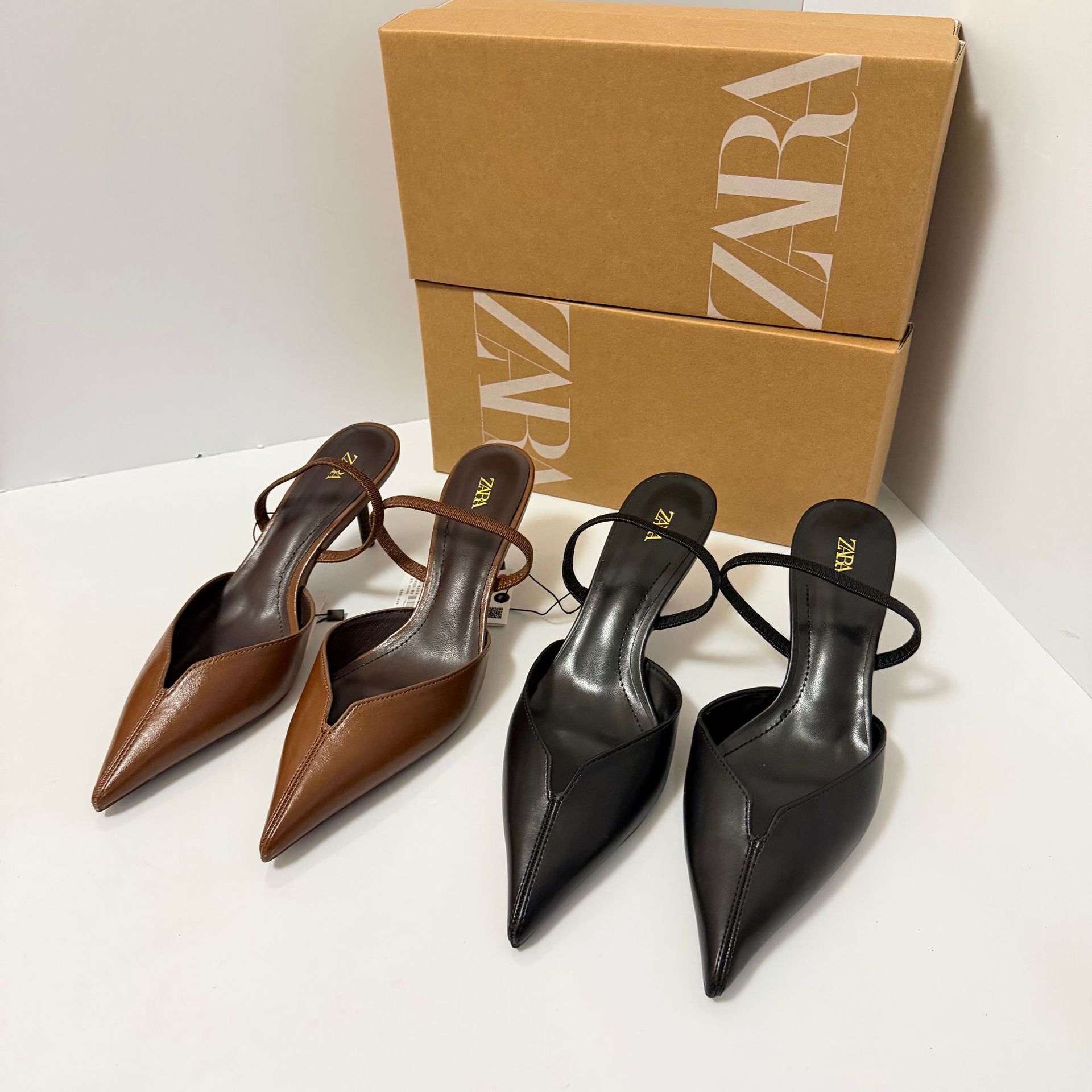 ZA2026 Autumn New Style Pointed Middle Heel Slippers Fashionable and Versatile Baotou Belt Buckle Thin Heel Muller Shoes for Women