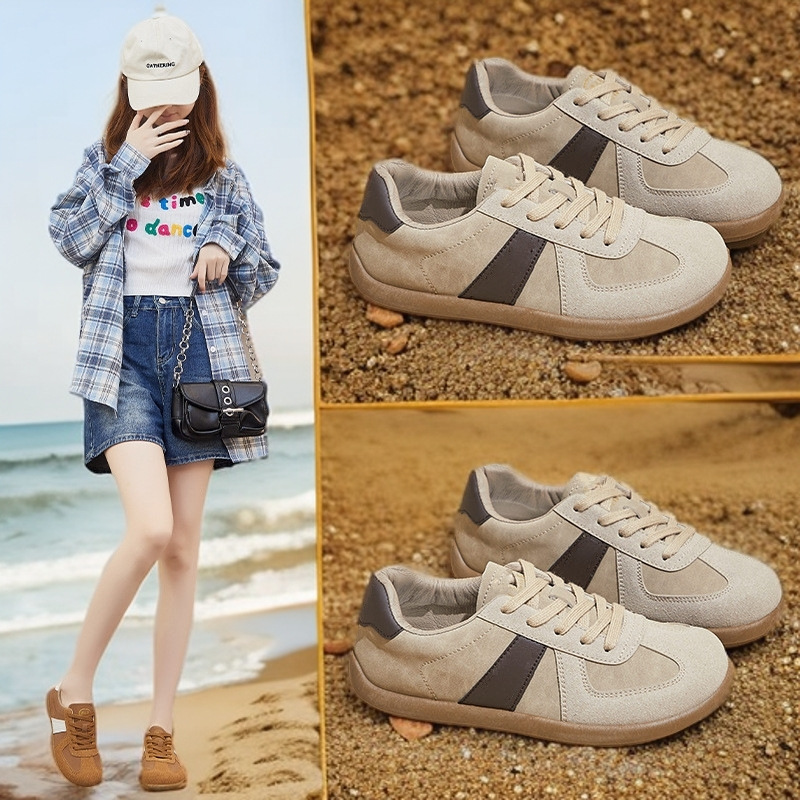 Cross border new women's shoes 2024 autumn breathable splicing board shoes, height increasing thin soled sports and leisure shoes, trendy Korean version board shoes