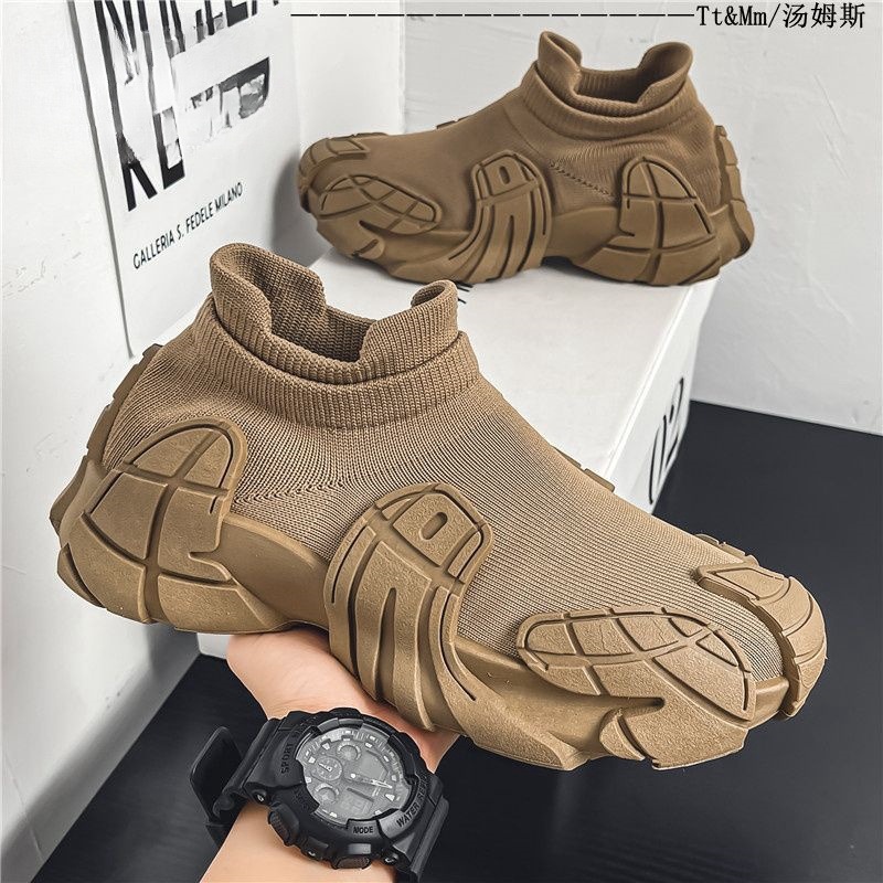 Socks men's shoes 2026 spring new casual soft soled sports shoes large size shoes men's foot pedal breathable dad shoes