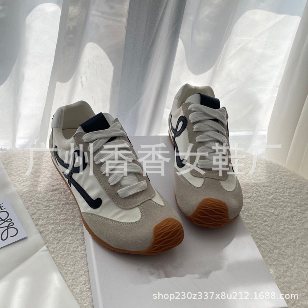 Yang Mi's Same Style L Home 2025 New Flat Casual Shoes for Women, Lace up Color blocked Training Shoes for Couples, Forrest Gump Shoes for Women