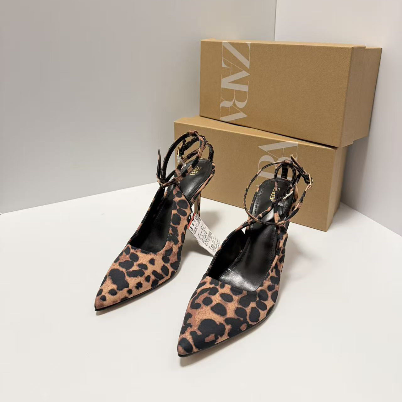 ZA2025 niche leopard print pointed retro shallow mouth versatile fashion high-heeled temperament single shoe high-heeled Mueller leopard print