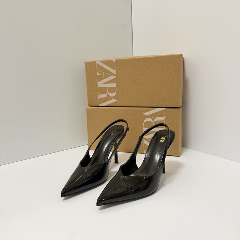 ZA2025 Summer New Baotou Pointed Rear Tripping Strap Casual Versatile Thin Heel Buckle Strap Outerwear Style Women's High Heels