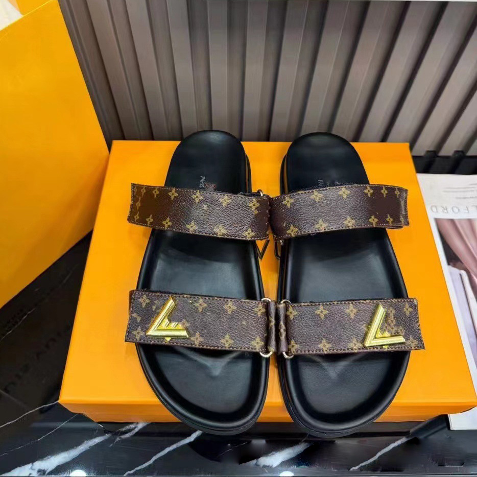 Foreign Trade 2025 New European, American, Middle Eastern, Singapore, Cambodia Metal Belt Buckle Velcro Flat Slippers