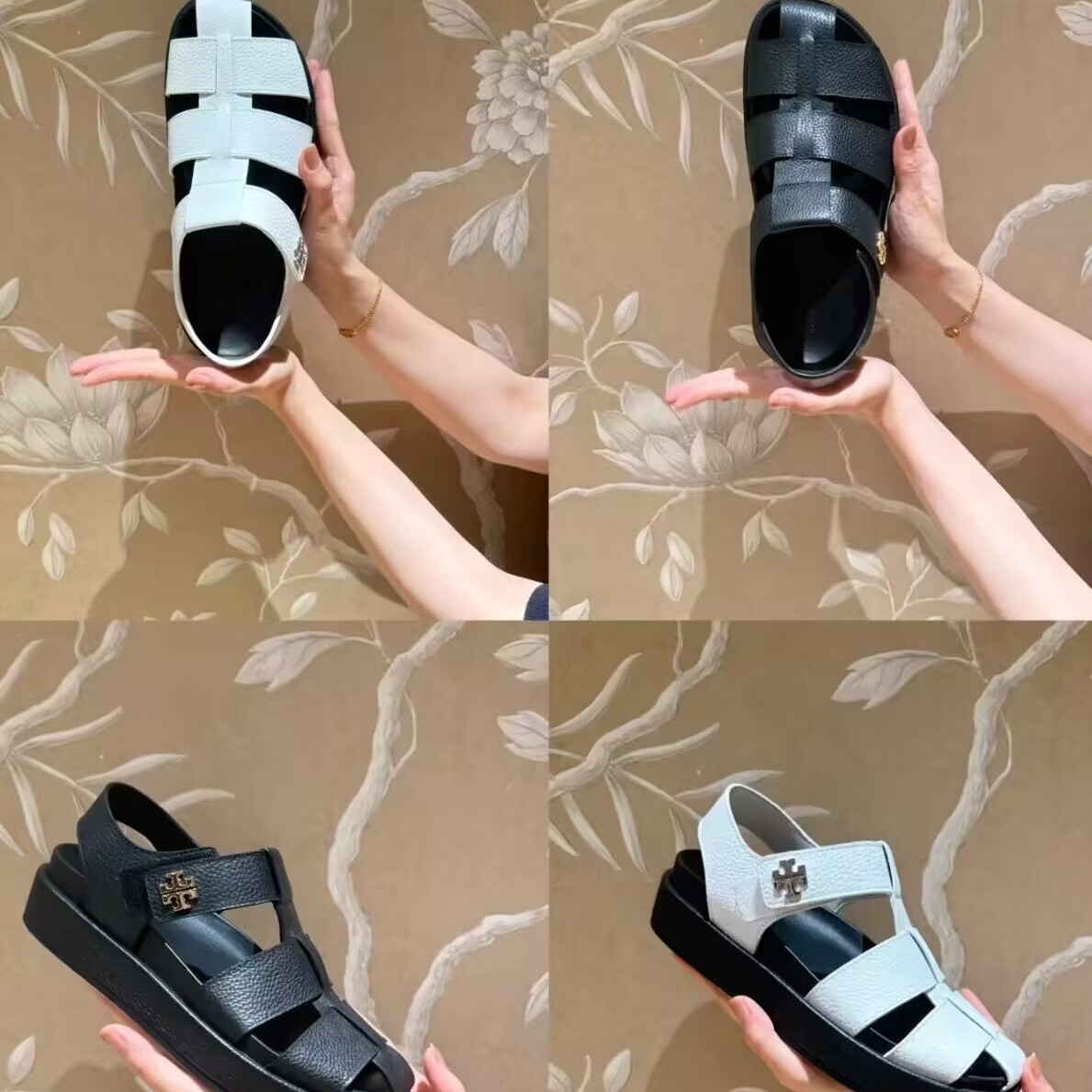 Summer versatile Roman sandals made of women's genuine leather woven hollow round toe retro pigpen shoes with thick soles for casual beach wear