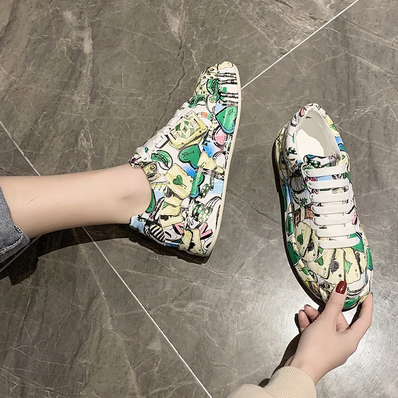 Colorful dad shoes women's fashion 2024 summer and autumn Amazon new printed graffiti foreign trade plus size casual single shoes women Colorful dad shoes women's fashion 2024 summer and autumn Amazon new printed graffiti foreign trade plus size casual single shoes women