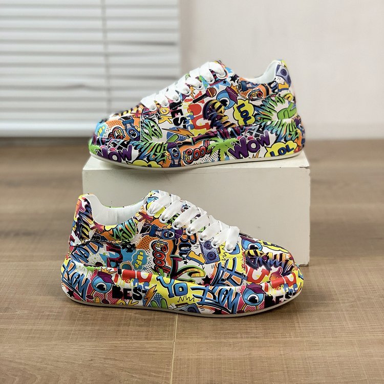 Colorful dad shoes women's fashion 2024 summer and autumn Amazon new printed graffiti foreign trade plus size casual single shoes women Colorful dad shoes women's fashion 2024 summer and autumn Amazon new printed graffiti foreign trade plus size casual single shoes women