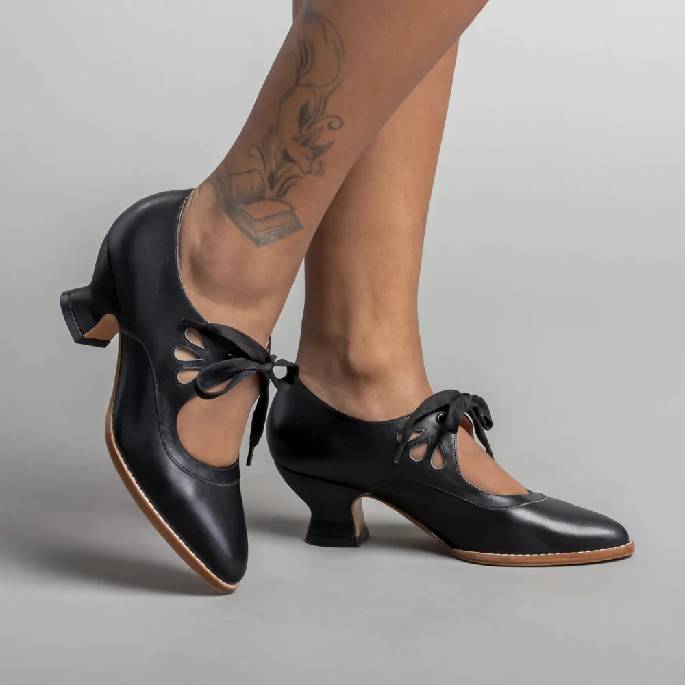 Amazon Independent Station 2024 Spring European and American Hollow High Heels Lace Up Large Women's Shoes Mary Jane Fashion Versatile