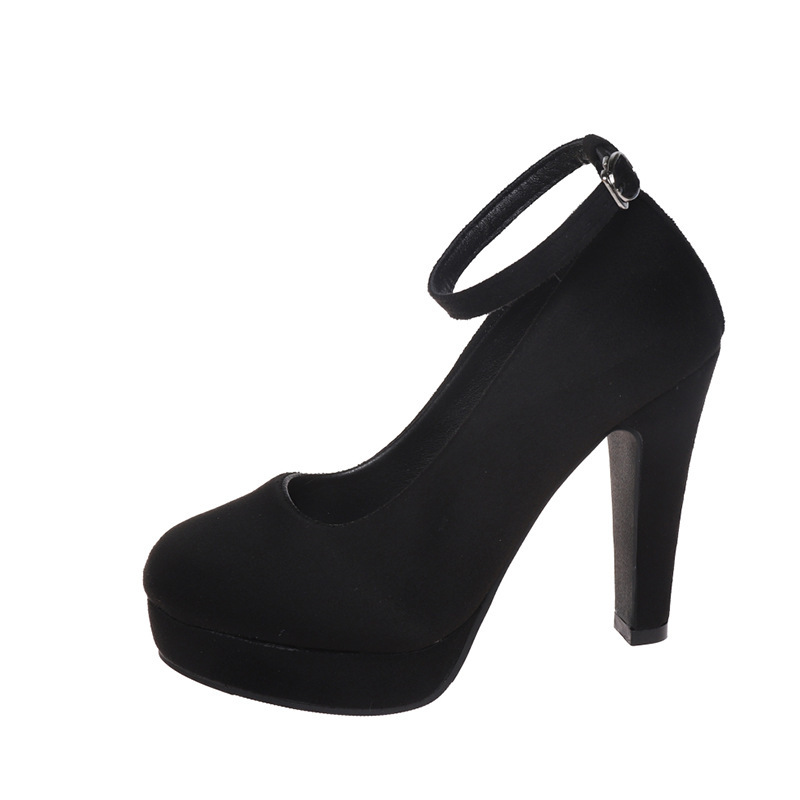 High heels for women, thick heels, European station shoes, black 2023 autumn new style, fashionable buckle, shallow mouth, European and American single shoes for women High heels for women, thick heels, European station shoes, black 2023 autumn new style, fashionable buckle, shallow mouth, European and American single shoes for women