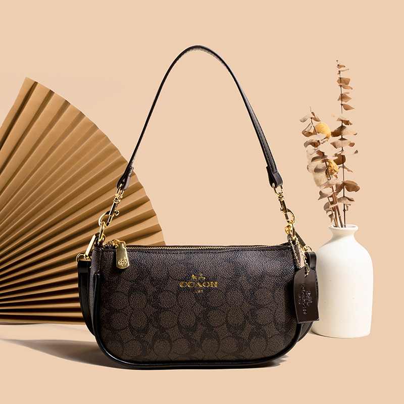 Hong Kong Trend Brand Texture Fashion Soft Leather Old Flower Underarm Bag 2026 New French Versatile Shoulder Bag Retro Women's Bag