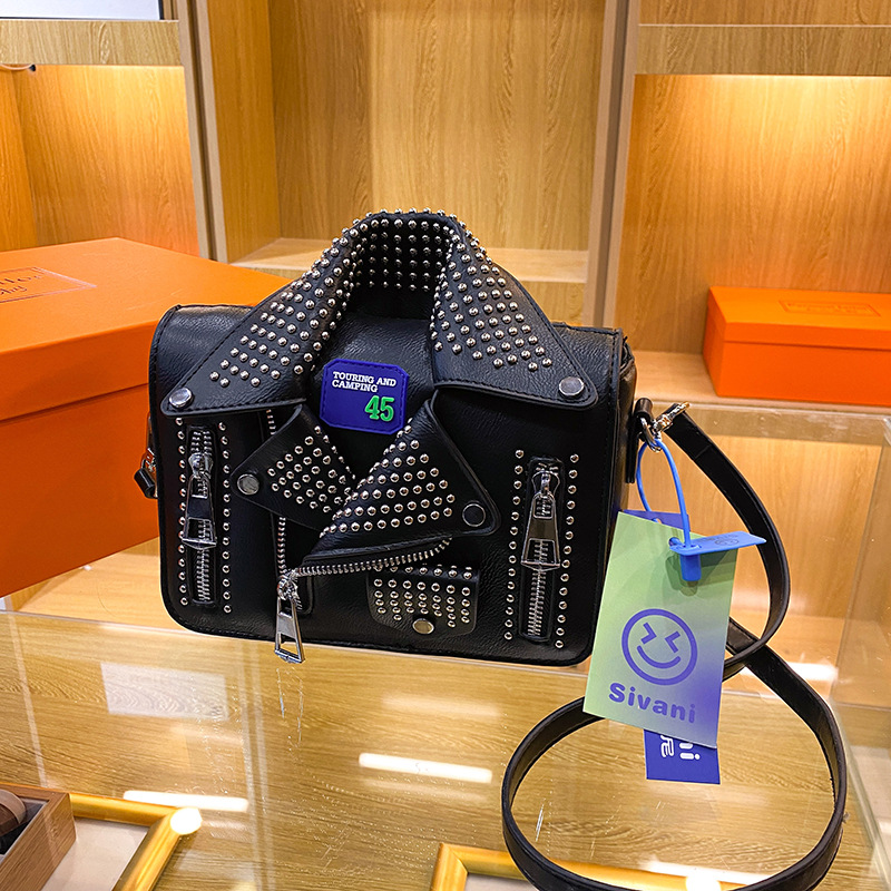 2026 new rivet jacket small suit bag women's Korean version fashion trend clothing bag design single shoulder crossbody bag