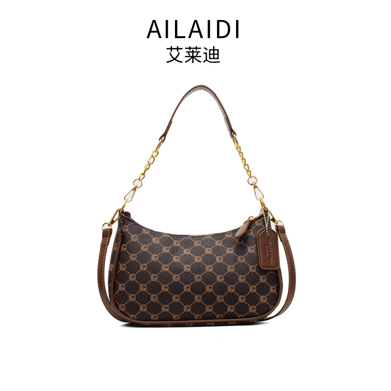 Cross border hot selling diagonal cross bag trend high-end crescent bag diamond grid casual shoulder bag simple and versatile underarm women's bag