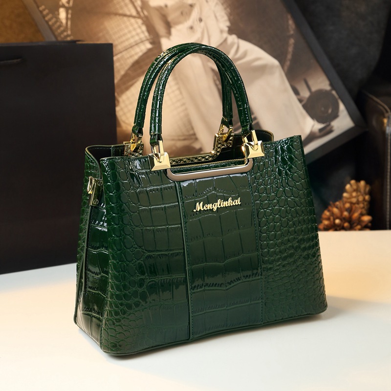 Handbag Mom Bag Female Crocodile Pattern Single Shoulder Grid Handbag Crossbody Bag Multi layer Small Square Bag New Style Light Luxury